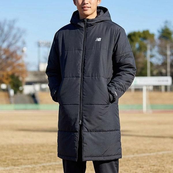 2026秋冬新作 ニューバランス 中綿 ベンチコート 撥水 防寒 New Balance メンズ パデッドコート ロング ブラック mj62x6ce