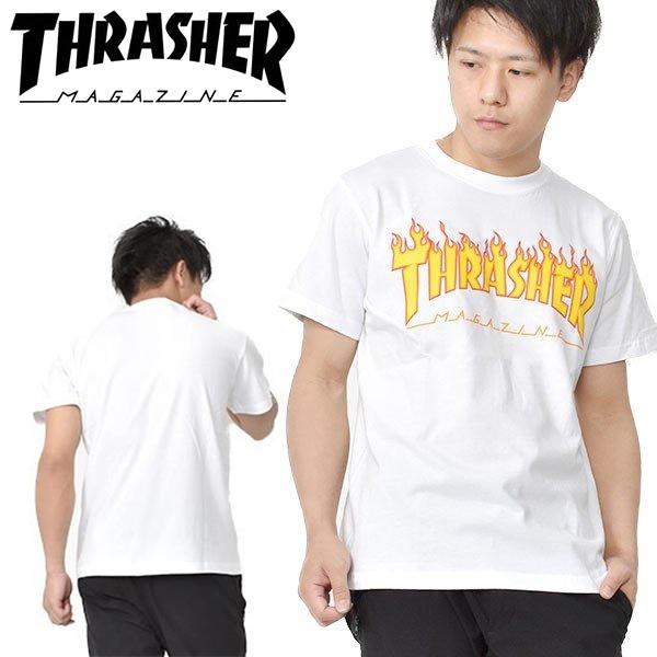 40%off 半袖 Tシャツ THRASHER スラッシャー メンズ TEE ホワイト 白 ビックシルエット 大きいサイズあり