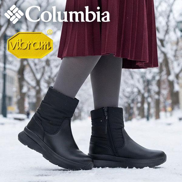 2026秋冬新作 氷・雪に滑らない コロンビア ショートブーツ ビブラム レディース Columbia  サップランド 4 ディーヴァ サイドジップ 防水 保温 靴 黒 YL6290