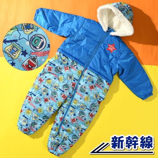 スノージャンプスーツ 新幹線 JR公認 キッズ ジュニア 子供 防寒 総柄
