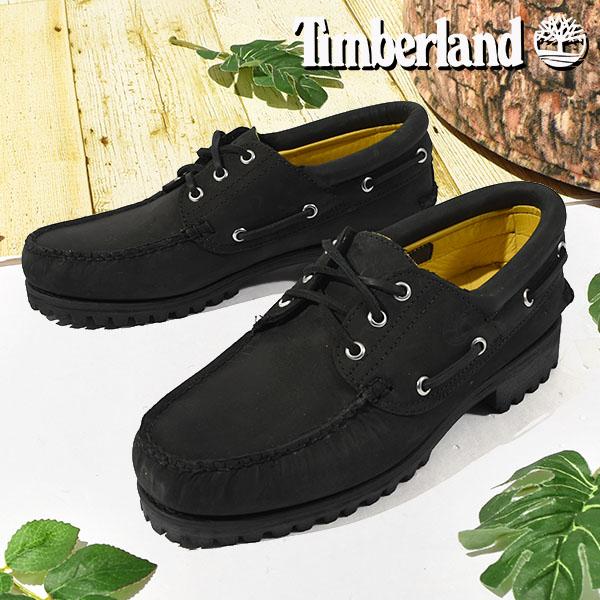 日本正規品 ティンバーランド デッキシューズ モカシン メンズ Timberland 3 Eye スリーアイ ラグ ハンドソーン ボートシューズ 本革  レザー 靴 黒 A5RWM