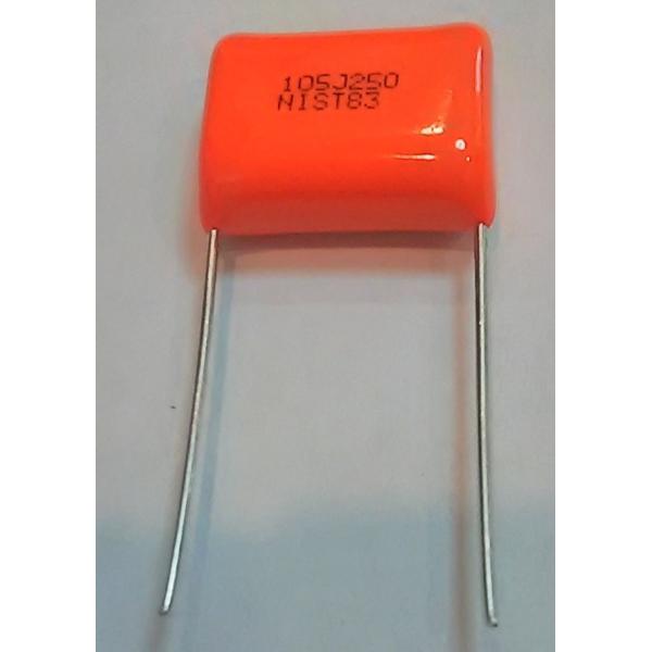 ニッセイ電機メタライズドポリプロピレンフィルムコンデンサMPE250J105　1個入定格電圧:250VDC静電容量:1μF許容差:J