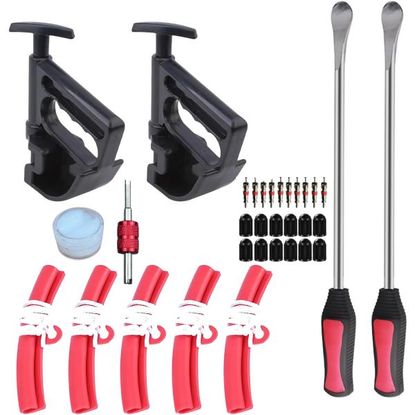タイヤ交換 タイヤレバー 2本 ビートヘルパーセット 自動車用 バイク用 375mm  ロング ホイール 脱着 専用工具 収納袋付き