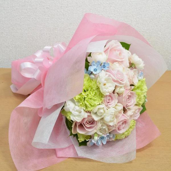 花 ギフト ラウンドブーケ ピンク フラワー プレゼント 贈り物 誕生日 クリスマス お祝い 記念日