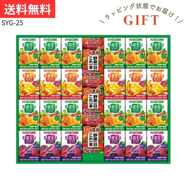 お中元 ギフト【ラッピング済】カゴメ ジュース 野菜生活100 セット 詰め合わせ 飲料 食品 SYJ-25 KAGOME 挨拶 景品 ギフト ソーシャルギフト 送料無料 リコピン