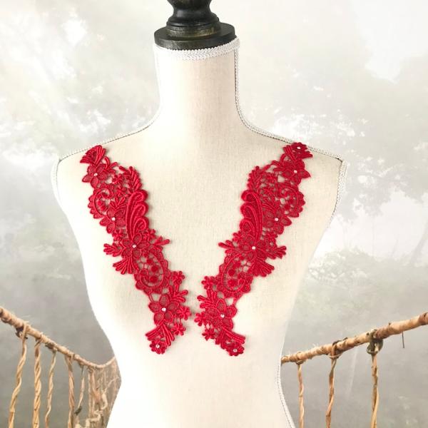 モチーフレース 花柄 モチーフ ワインレッド 服飾 ハンドメイド レオタード バトン 装飾 衣装モチーフ バレエ衣装 チュチュモチーフ ラインストーン 舞台衣装 ステージ衣装 ダンス衣装 社交ダンス フィギア衣装