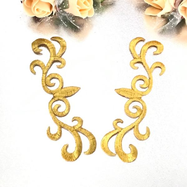 モチーフ ワッペン アイロン用 貼り付け アップリケ ゴールド ハンドメイド パーツ 衣装 レオタード バレエ衣装 舞台衣装 ステージ衣装 ダンス衣装