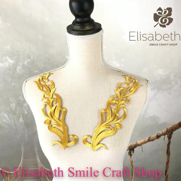 モチーフ ワッペン アイロン用 貼り付け アップリケ ゴールド ハンドメイド パーツ 衣装 レオタード バレエ衣装 舞台衣装 ステージ衣装 ダンス衣装