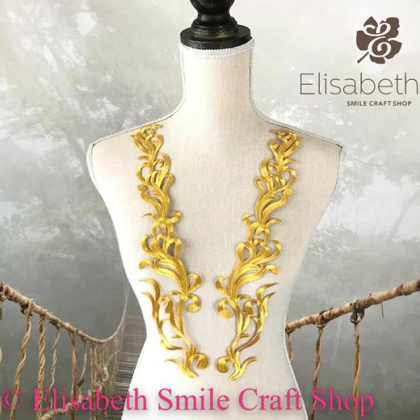 モチーフ ワッペン アイロン用 貼り付け アップリケ ゴールド ハンドメイド パーツ 衣装 レオタード バレエ衣装 舞台衣装 ステージ衣装 ダンス衣装