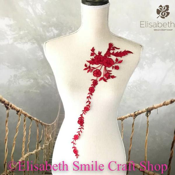 モチーフ ワッペン アイロン用 貼り付け アップリケ ハンドメイド パーツ 衣装 レオタード バレエ衣装 舞台衣装 ステージ衣装 ダンス衣装 レッド