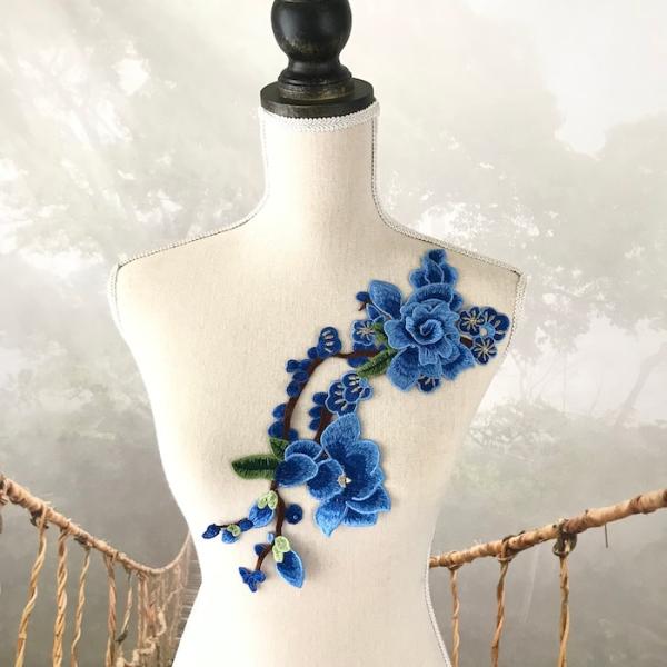 モチーフレース 花柄 薔薇 バトンモチーフ 花 モチーフ 服飾 レオタードモチーフ 装飾 衣装モチーフ バレエ衣装 チュチュモチーフ 舞台衣装 ステージ衣装 ダンス衣装 社交ダンス フィギア衣装 ブルー