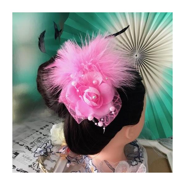 ヘアコサージュ 髪飾り 羽フェザー ピンク ヘッドドレス ヘア ヘアコサージュ 髪飾り 羽フェザー ピンク ヘッドドレス ヘア