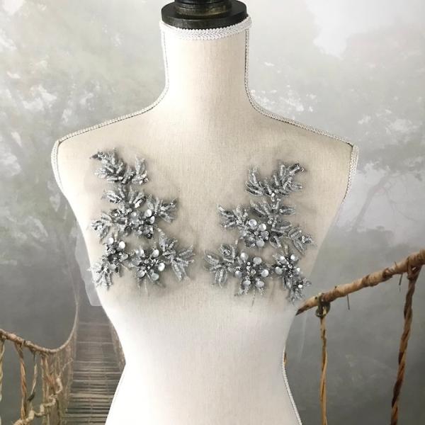 レースモチーフ モチーフ 花モチーフ 衣装 バトンモチーフ お花 装飾 バトン レオタード 新体操 衣装作り バレエ衣装 グレー チュチュモチーフ 衣装作り 服飾 舞台衣装 ステージ衣装 ダンス衣装 社交ダンス フィギア衣装