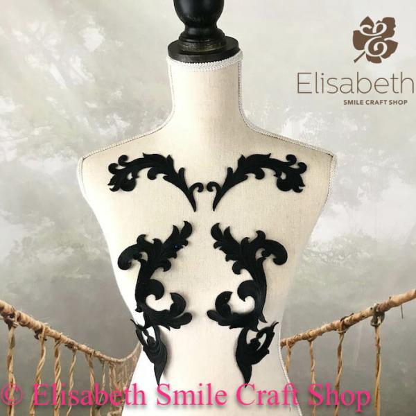 モチーフレース レースモチーフ 衣装 装飾 お花 レオタード ダンス バトンモチーフ 新体操 バレエ衣装 舞台衣装 ステージ衣装 ダンス衣装 社交ダンス フィギア衣装 ブラック 黒