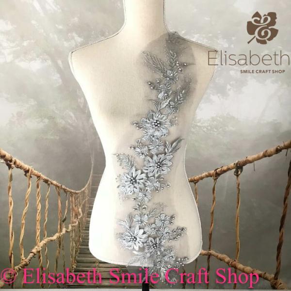 レースモチーフ モチーフ 衣装 バトンモチーフ お花 装飾 服飾 バトントワリング レオタード 新体操 衣装作り バレエ衣装 舞台衣装 ステージ衣装 ダンス衣装 社交ダンス フィギア衣装 花柄 シルバー グレー