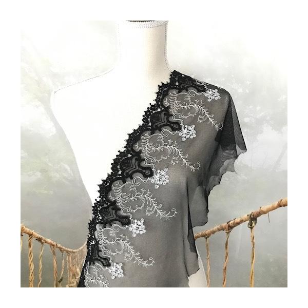 レース リボン 手芸 花柄 幅広 衣装 チュールレース 素材 ブラック