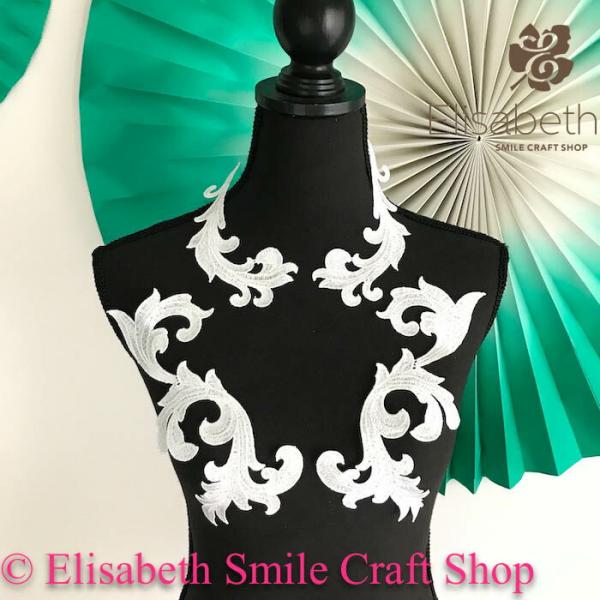 モチーフレース レースモチーフ 衣装 装飾 お花 レオタード ダンス バトンモチーフ 新体操 バレエ衣装 舞台衣装 ステージ衣装 ダンス衣装 社交ダンス フィギア衣装 ホワイト