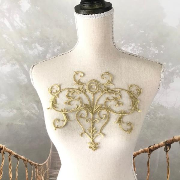 チュールモチーフ モチーフレース ゴールド 装飾 レースモチーフ レオタード コスプレ 新体操 バレエ衣装 舞台衣装 ステージ衣装 ダンス衣装 社交ダンス フィギア衣装