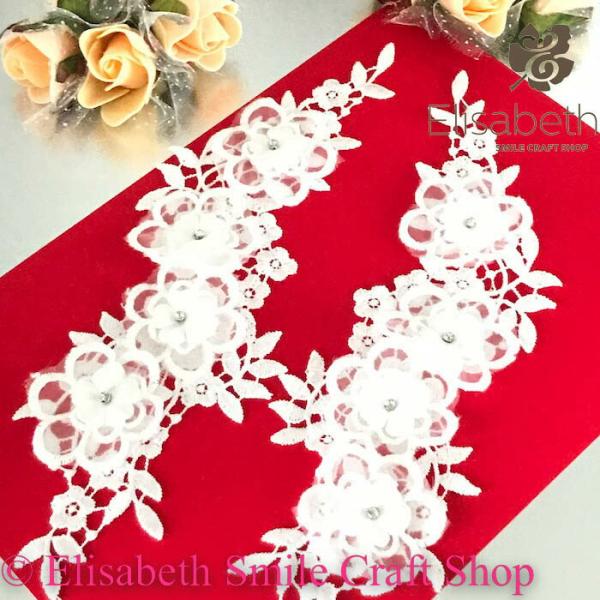 レースモチーフ モチーフ ホワイト 白 お花 ストーン付き 装飾 服飾 レオタード バトンモチーフ 新体操 ベリーダンス 舞台衣装 ステージ衣装 ダンス衣装 社交ダンス フィギア衣装 バレエ衣装