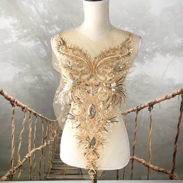 ビーズ装飾付きゴールドダンスドレス elisabeth_d2a-1-125003