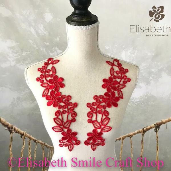 モチーフレース レースモチーフ レオタード バトンモチーフ モチーフレース ペア セット レオタード 装飾 ベリーダンス バレエ衣装 新体操 装飾 服飾 衣装作り 舞台衣装 ステージ衣装 ダンス衣装 社交ダンス フィギア衣装 レッド系