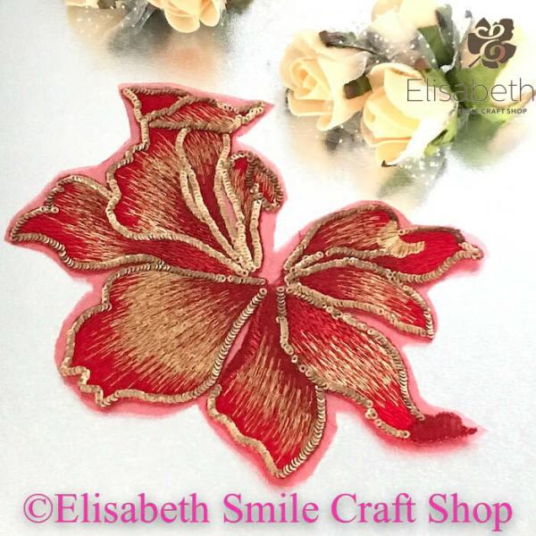 モチーフレース 花柄 薔薇 バトンモチーフ バラ モチーフ レッド スパンコール 服飾 レオタードモチーフ 装飾 衣装モチーフ バレエ衣装 チュチュモチーフ 舞台衣装 ステージ衣装 ダンス衣装 社交ダンス フィギア衣装