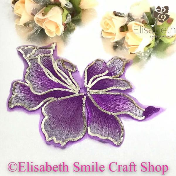 モチーフレース 花柄 薔薇 バトンモチーフ バラ モチーフ スパンコール 服飾 レオタードモチーフ 装飾 衣装モチーフ バレエ衣装 チュチュモチーフ 舞台衣装 ステージ衣装 ダンス衣装 社交ダンス フィギア衣装 パープル系 シルバー系