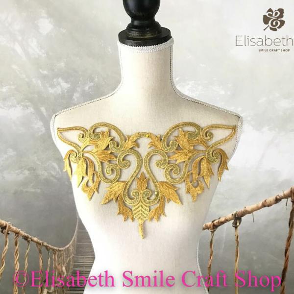 モチーフ ゴールド ワッペン アイロン用 貼り付け 衣装モチーフ アップリケ アイロン接着 ハンドメイド パーツ 衣装 レオタード バレエ衣装 舞台衣装 ステージ衣装 ダンス衣装