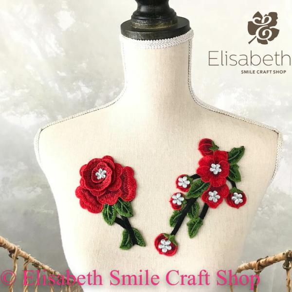 レースモチーフ モチーフ 衣装 バトンモチーフ お花 装飾 服飾 バトントワリング レオタード 新体操 衣装作り バレエ衣装 舞台衣装 ステージ衣装 ダンス衣装 社交ダンス フィギア衣装 花柄 レッド