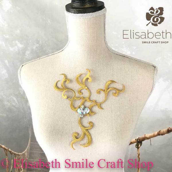 ゴールド レオタード バトン モチーフ ラインストーン ワッペン アイロン用 貼り付け アップリケ ハンドメイド パーツ 衣装 レオタードモチーフ バレエ衣装 新体操 バレエ衣装 舞台衣装 ステージ衣装 ダンス衣装 社交ダンス フィギア衣装