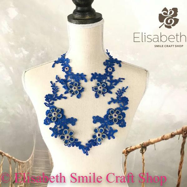 バトン レオタード モチーフ 衣装 花 ブルー系 服飾 レースモチーフ バレエ衣装 装飾 ビーズ付き 新体操 舞台衣装 ステージ衣装 ダンス衣装 社交ダンス フィギア衣装