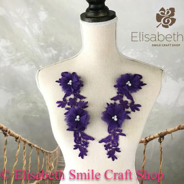 レースモチーフ モチーフ 衣装 バトンモチーフ お花 装飾 服飾 バトントワリング レオタード 新体操 衣装作り バレエ衣装 舞台衣装 ステージ衣装 ダンス衣装 社交ダンス フィギア衣装 花柄 パープル