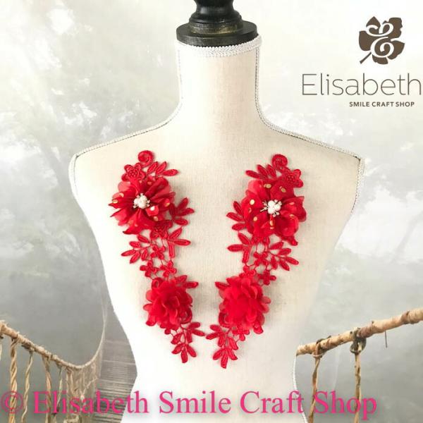 レースモチーフ モチーフ 衣装 バトンモチーフ お花 装飾 服飾 バトントワリング レオタード 新体操 衣装作り バレエ衣装 舞台衣装 ステージ衣装 ダンス衣装 社交ダンス フィギア衣装 花柄 レッド