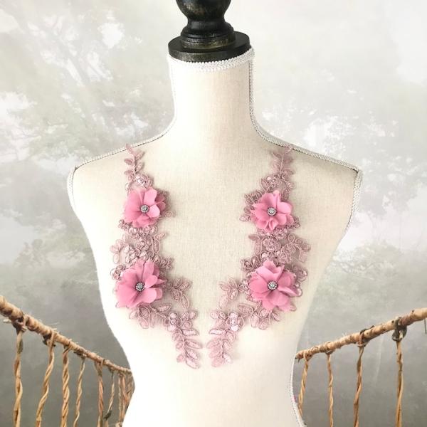 モチーフレース レース モチーフ 花 ピンク 新体操 衣装モチーフ レオタードモチーフ バトンモチーフ 手芸 バレエ衣装 チュチュモチーフ 素材 材料 衣装 装飾