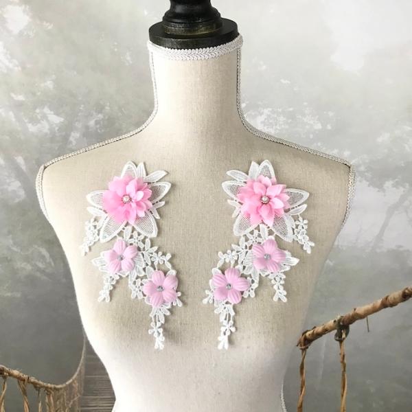 レースモチーフ モチーフ 衣装 バトンモチーフ お花 装飾 服飾 バトントワリング レオタード 新体操 衣装作り バレエ衣装 舞台衣装 ステージ衣装 ダンス衣装 社交ダンス フィギア衣装 花柄 ピンク系 ホワイト