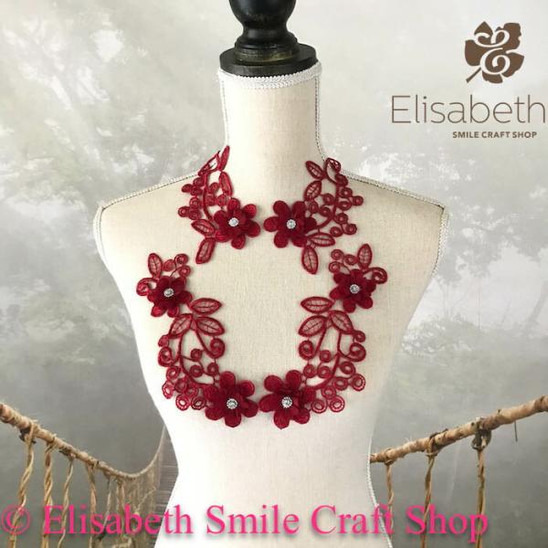 レースモチーフ モチーフ お花 ビーズ付き 装飾 服飾 レオタード バトンモチーフ 新体操 ベリーダンス 舞台衣装 ステージ衣装 ダンス衣装 社交ダンス フィギア衣装 バレエ衣装 レッド系