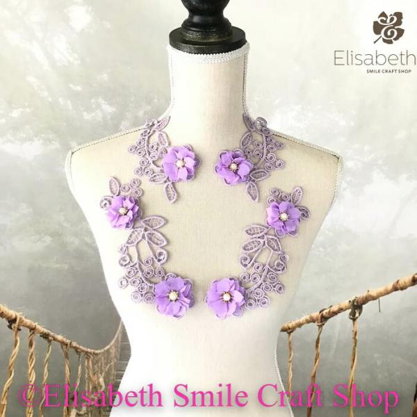 モチーフ 衣装 花 服飾 レースモチーフ バトン レオタード バレエ衣装 装飾  新体操 舞台衣装 ステージ衣装 ダンス衣装 社交ダンス フィギア衣装 ビーズ付き パープル系