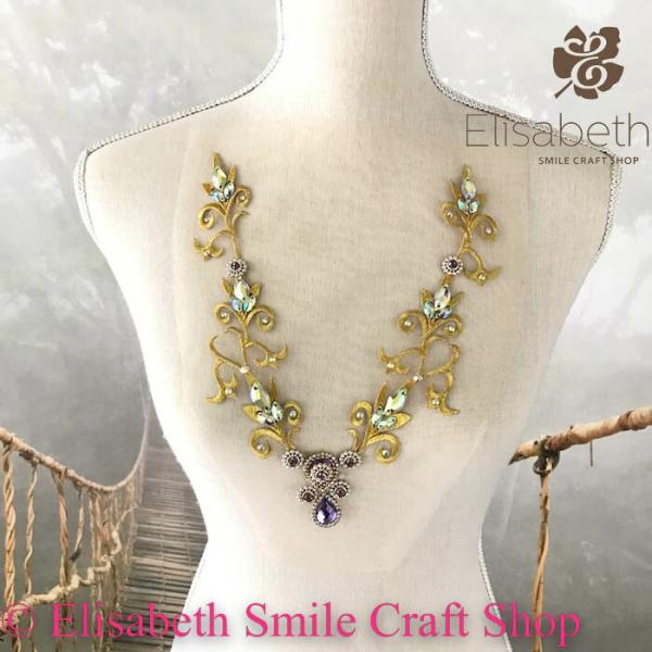 ゴールド アップリケ ネックライン モチーフ 衣装 レオタードモチーフ モチーフ 装飾 バトンモチーフ バレエ衣装 舞台衣装 ステージ衣装 ダンス衣装 社交ダンス フィギア衣装