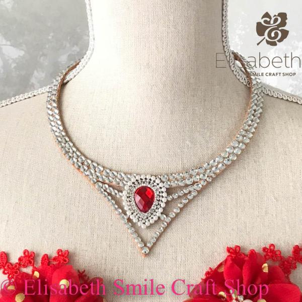 ラム様　幅広ゴージャス♡ネックレス＊Vライン　社交ダンス　イヤリング 社交ダンス ネックレス ダンス衣装アクセサリー ゴージャス 豪華