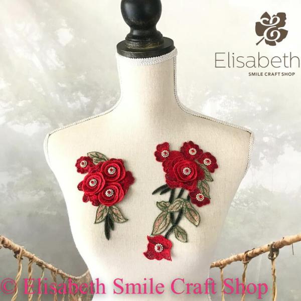 レースモチーフ モチーフ 衣装 バトンモチーフ お花 装飾 服飾 バトントワリング レオタード 新体操 衣装作り バレエ衣装 舞台衣装 ステージ衣装 ダンス衣装 社交ダンス フィギア衣装 花柄 レッド