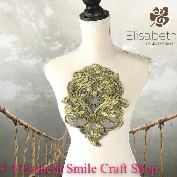 チュールモチーフ モチーフレース ゴールド 装飾 レースモチーフ レオタード コスプレ 新体操 バレエ衣装 舞台衣装 ステージ衣装 ダンス衣装 社交ダンス フィギア衣装