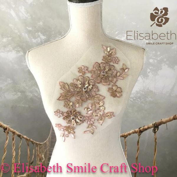 レースモチーフ モチーフ 衣装 バトンモチーフ お花 装飾 服飾 バトントワリング レオタード 新体操 衣装作り バレエ衣装 舞台衣装 ステージ衣装 ダンス衣装 社交ダンス フィギア衣装 花柄 ライトブラウン