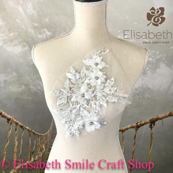 レースモチーフ モチーフ 衣装 バトンモチーフ お花 装飾 服飾 バトントワリング レオタード 新体操 衣装作り バレエ衣装 舞台衣装 ステージ衣装 ダンス衣装 社交ダンス フィギア衣装 花柄 ホワイト