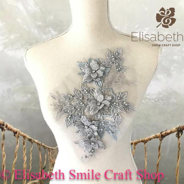 レースモチーフ モチーフ 衣装 バトンモチーフ お花 装飾 服飾 バトントワリング レオタード 新体操 衣装作り バレエ衣装 舞台衣装 ステージ衣装 ダンス衣装 社交ダンス フィギア衣装 花柄 グレー