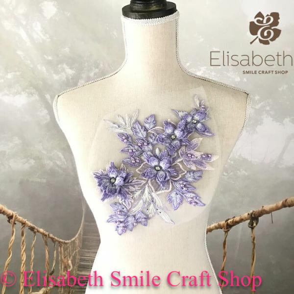 レースモチーフ モチーフ 衣装 バトンモチーフ お花 装飾 服飾 バトントワリング レオタード 新体操 衣装作り バレエ衣装 舞台衣装 ステージ衣装 ダンス衣装 社交ダンス フィギア衣装 花柄 パープル系