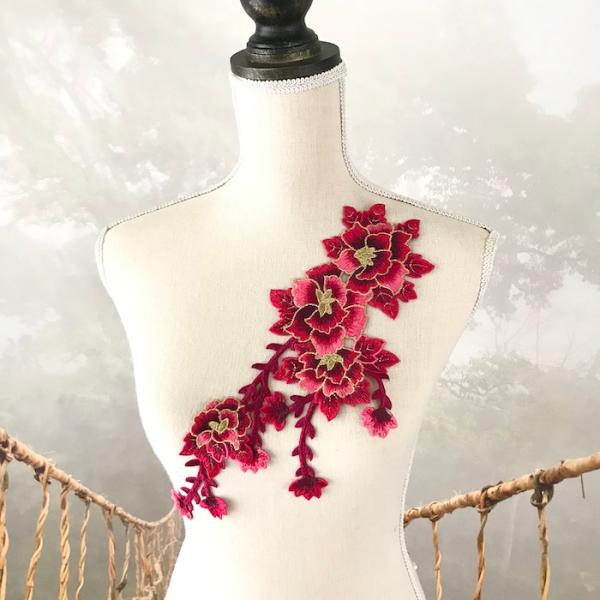 モチーフレース 花柄 薔薇 バトンモチーフ バラ モチーフ レッド 服飾 レオタードモチーフ 装飾 衣装モチーフ バレエ衣装 チュチュモチーフ 舞台衣装 ステージ衣装 ダンス衣装 社交ダンス フィギア衣装