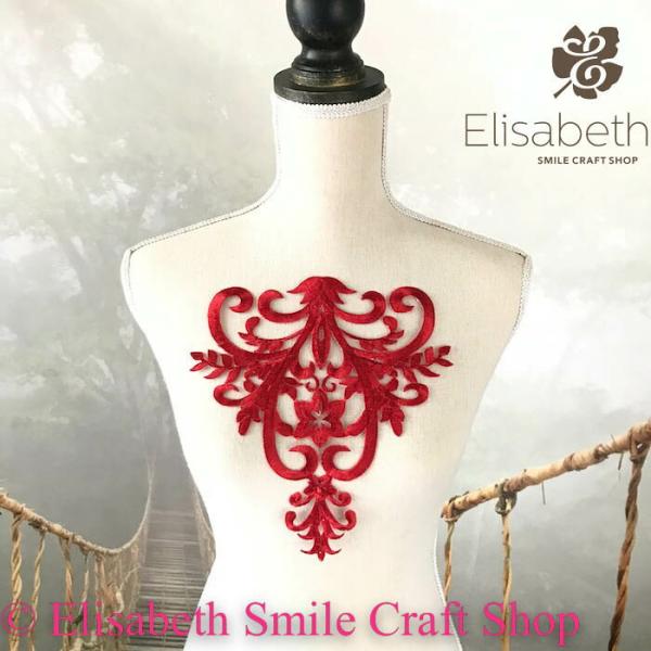 モチーフ 刺繍ワッペン アイロン接着可 レッド 赤 レオタードモチーフ アイロン用 モチーフ 装飾 バトントワリング バレエ衣装 新体操 バレエ衣装 舞台衣装 ステージ衣装 ダンス衣装 社交ダンス フィギア衣装