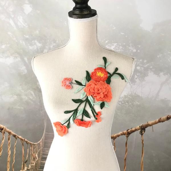 モチーフレース 花柄 花模様 バトンモチーフ バラ モチーフ 服飾 レオタードモチーフ 装飾 衣装モチーフ バレエ衣装 チュチュモチーフ 舞台衣装 ステージ衣装 ダンス衣装 社交ダンス フィギア衣装 オレンジ グリーン