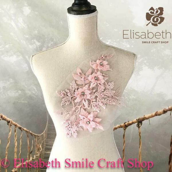 モチーフ 花 衣装 レースモチーフ 新体操 衣装モチーフ レオタードモチーフ バトンモチーフ 手芸 素材 材料 装飾 バレエ衣装 服飾 舞台衣装 ステージ衣装 ピンク