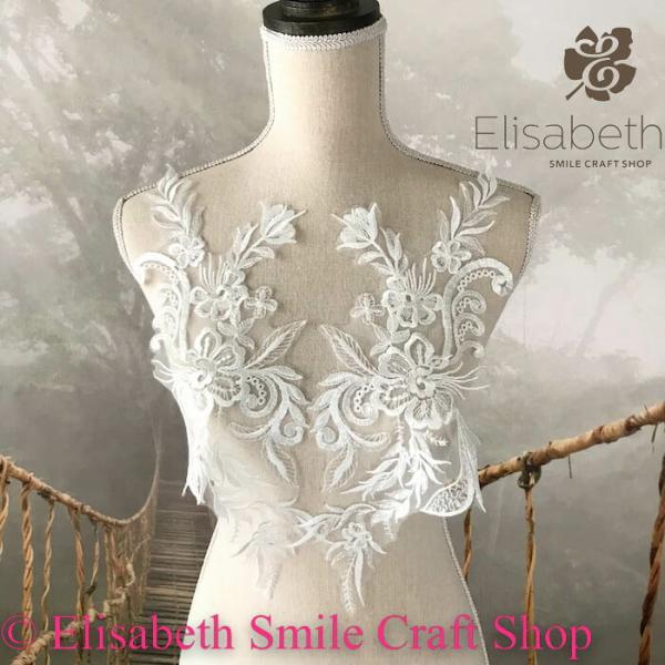 モチーフ 花柄 ホワイト 衣装 ステージ衣装 舞台衣装 ダンス衣装 社交ダンス バトン レオタード チュールモチーフ 花柄 ブライダル ハンドメイド イベント衣装 バレエ衣装